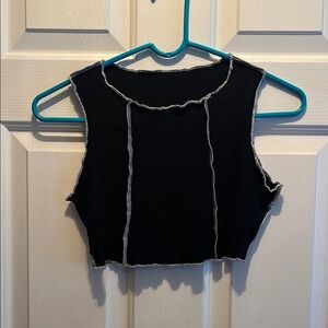 SHEIN Black Asymmetrical Crop Tank Top